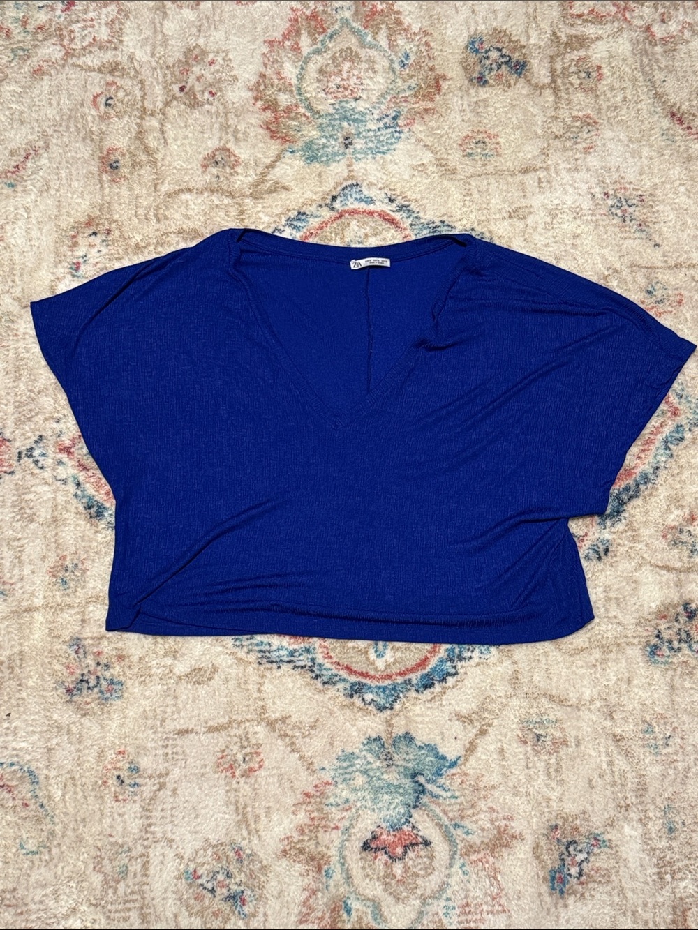 Zara V-Neck Crop Top in Royal Blue